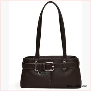 Vintage Y2K Hobo Shoulder Bag PU Leather Underarm Satchel Small Purse